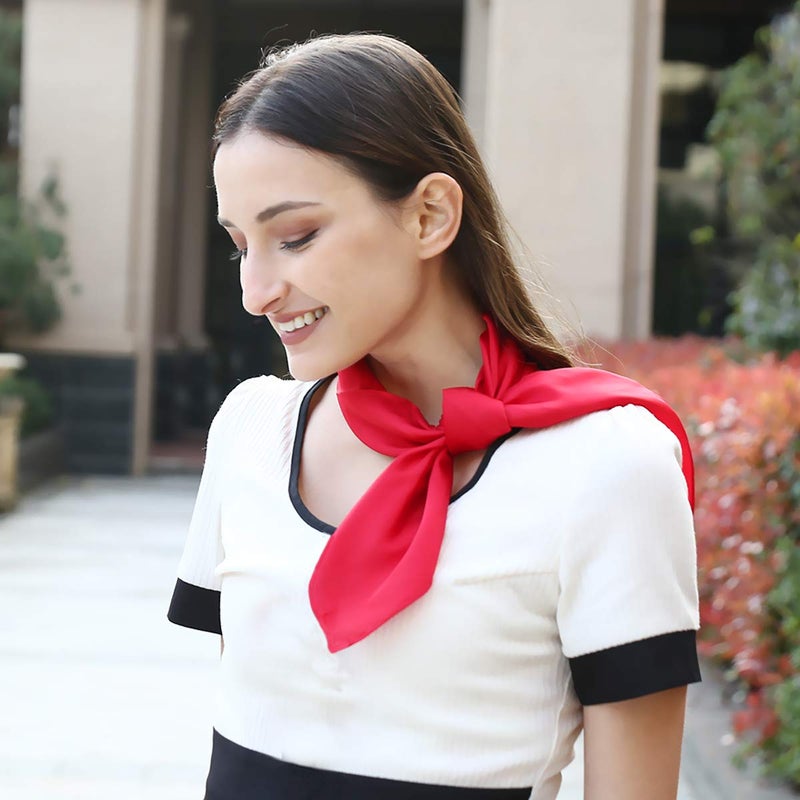 AOLIGE Hair Scarf Satin Head Neck Scarfs for Women (red), Medium - Image 3